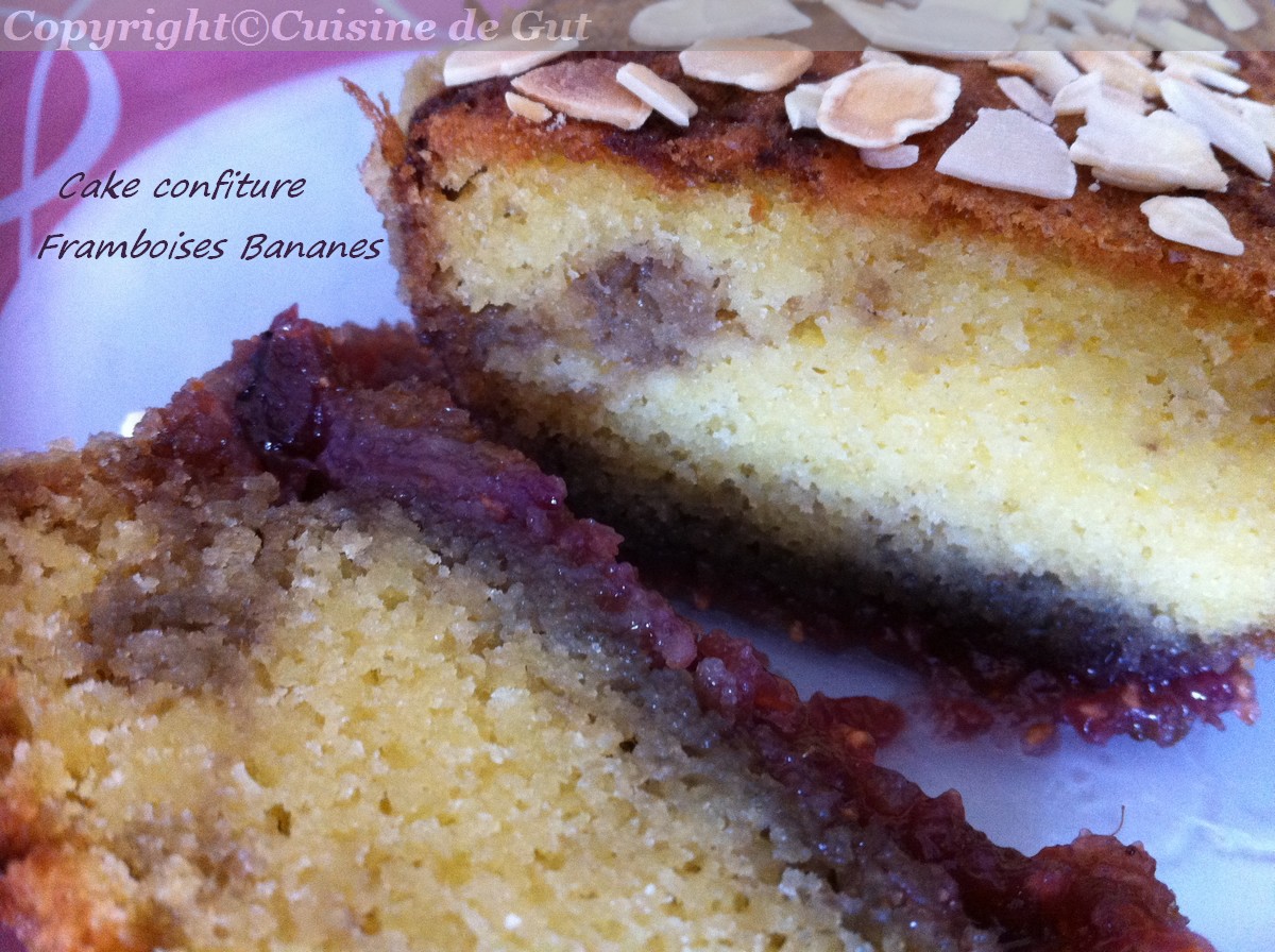 Cake confiture framboise bananes