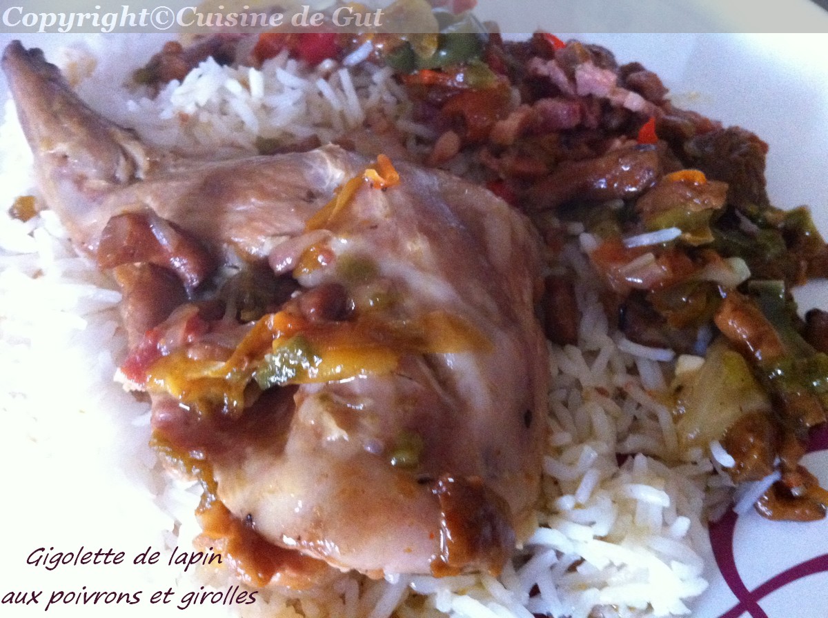 Gigolette de lapin aux poivrons et girolles