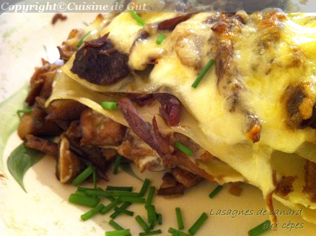 Lasagnes de canard aux cèpes