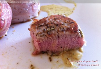 Filet mignon de porc bardé assiette