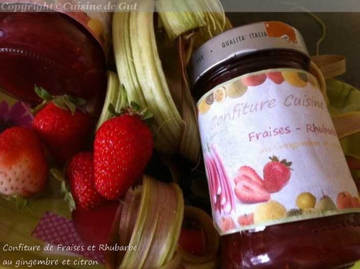 Confiture fraises rhubarbe au gingembre et citron