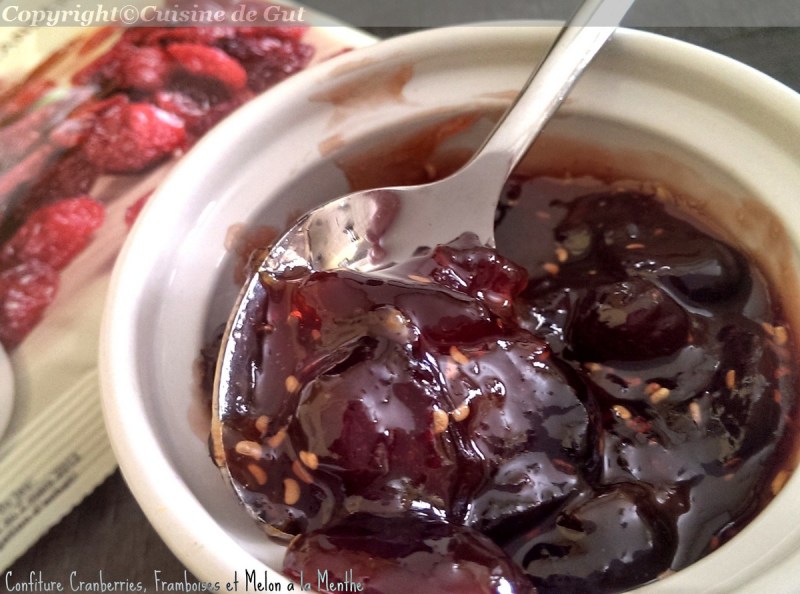 Confiture cranberries framboises melon menthe