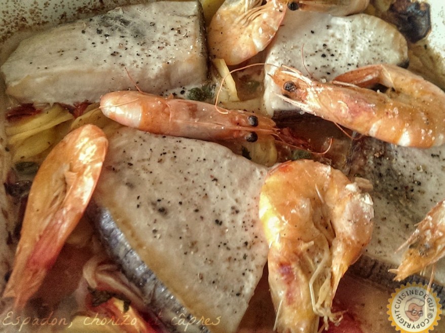 Espadon chorizo et câpres2