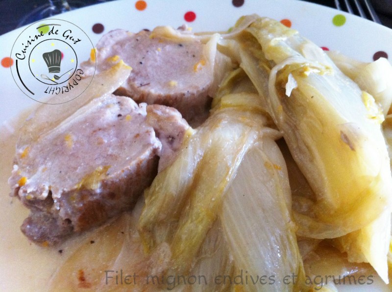 filet mignon aux endives et agrumes assiette