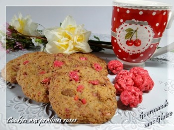 cookies aux pralines roses gourmande sans gluten