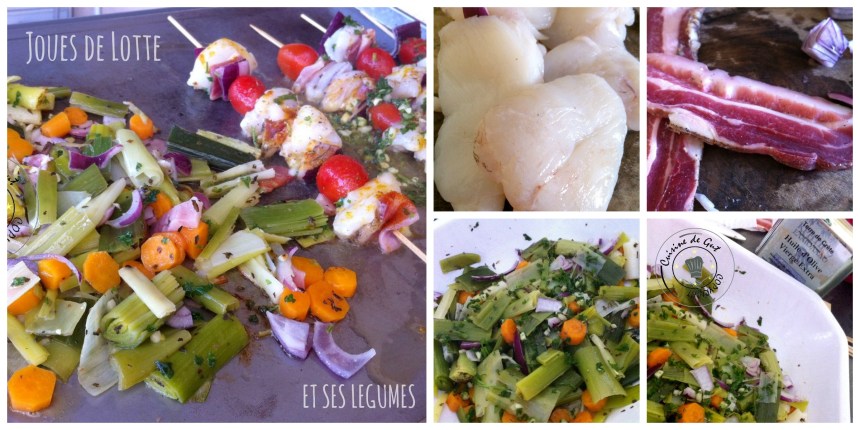 Brochettes de joues de lotte épices cajun Collage