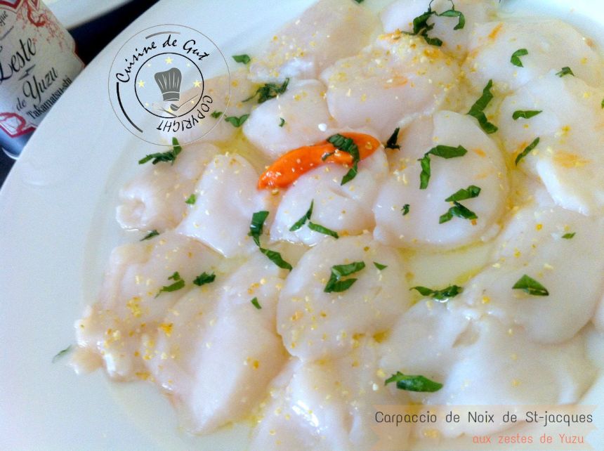 Carpaccio de St jacques assiette