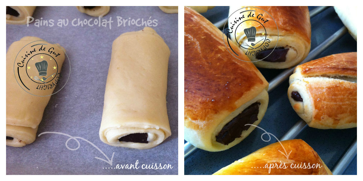Pains au chocolat briochés collage