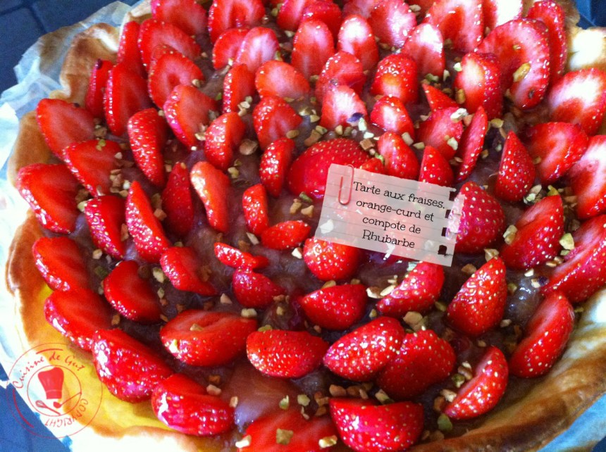 Tarte aux fraises orange curd et rubarbe 1