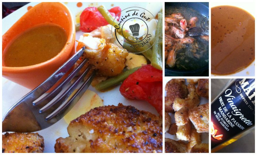 Crevettes et cabillaud panés sauce clémentine fruits de la passion Collage 2