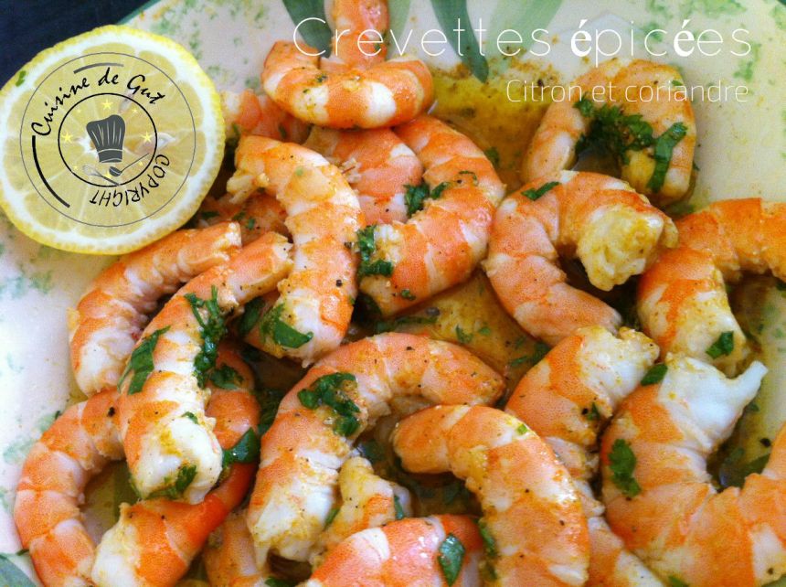 Crevettes citron et coriandre crues