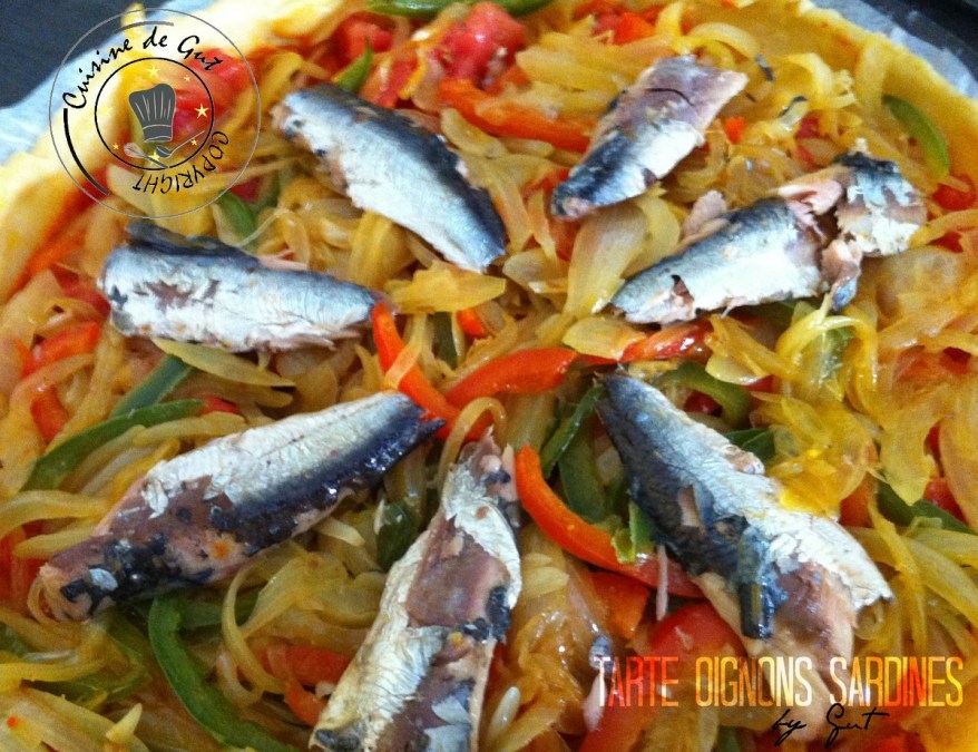 Tarte Oignons sardines Crue