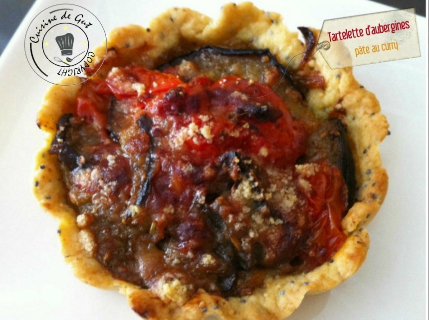 Tartelette aubergines pâte curry cuite