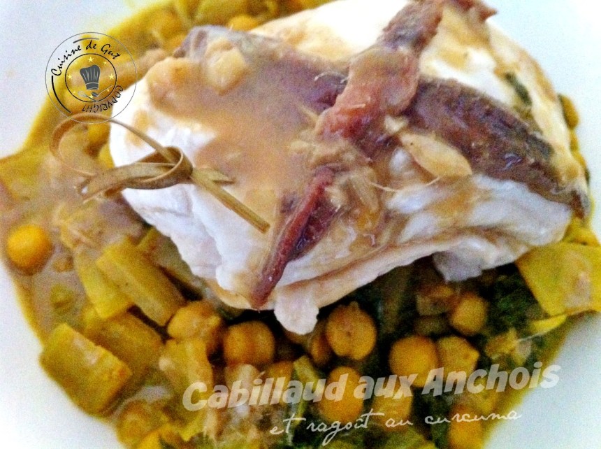 Cabillaud aux anchois et ragoût curcuma 1