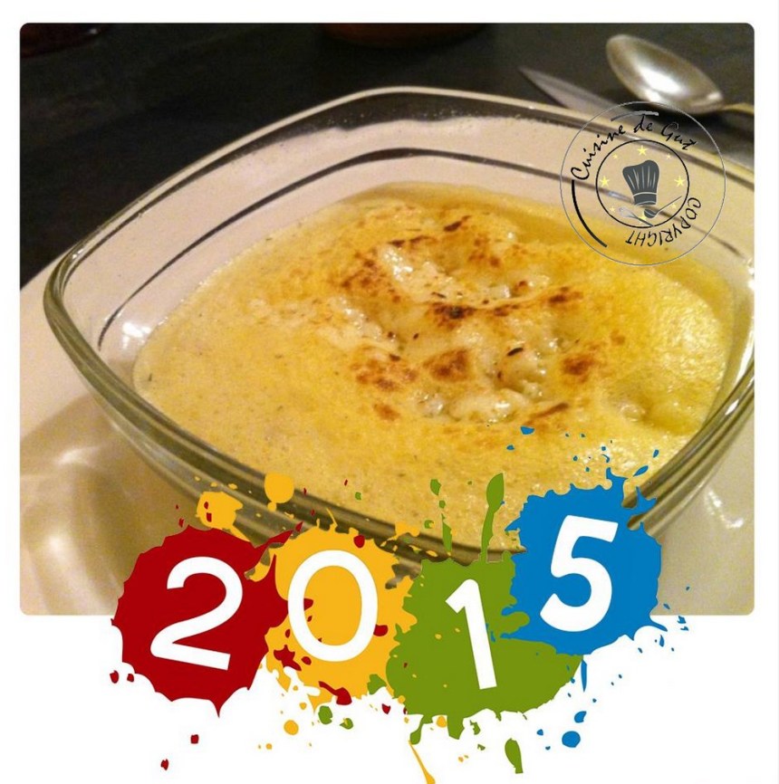 Sabayon au cantal et fondue de poireaux