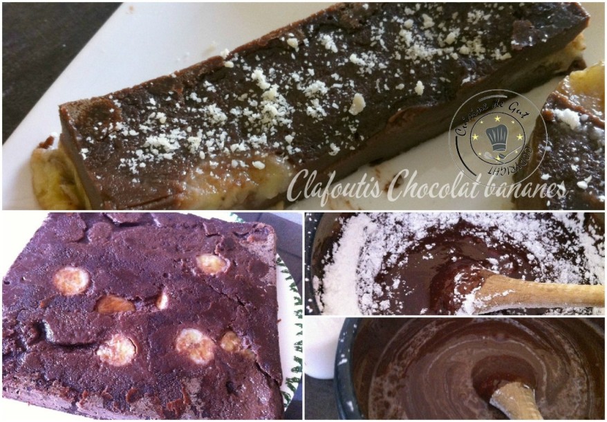 Clafoutis chocolat bananes collage