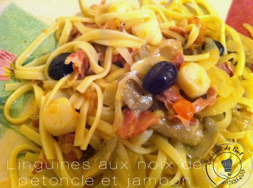 Linguines aux noix de pétoncle et jambon 1