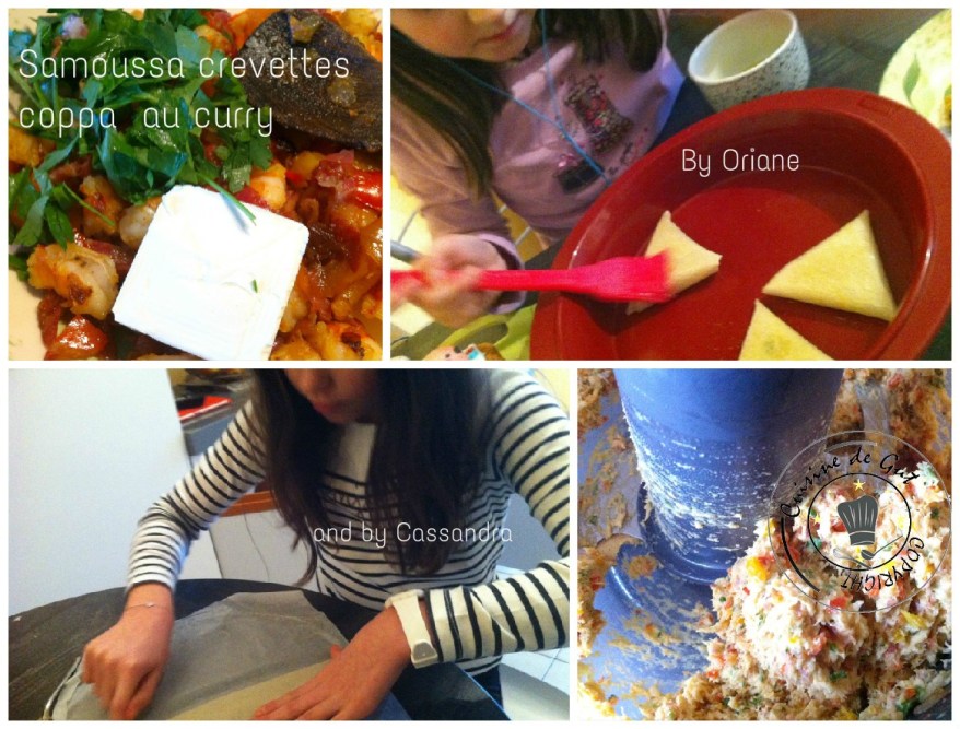 Samoussas crevettes coppa au curry collage