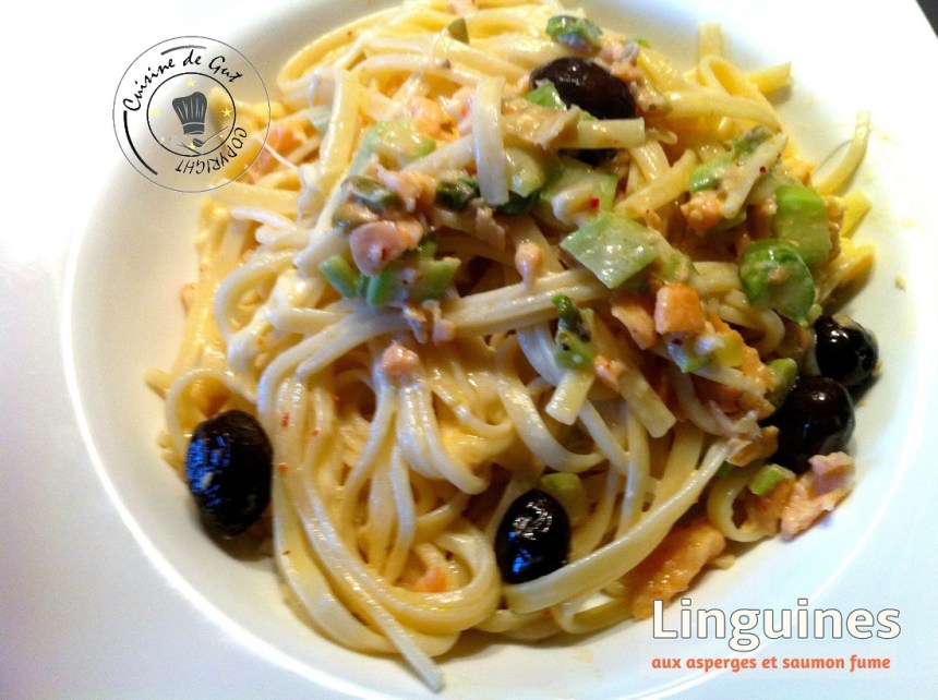 Pâtes asperges et saumon pimenté