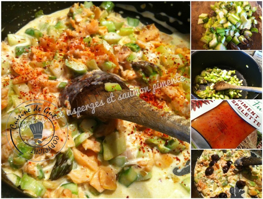 Pâtesauxasperges et saumon pimenté montage