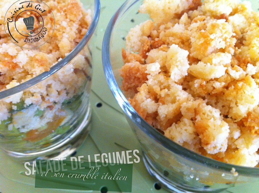 Salade de légumes et son crumble Italien vue haut