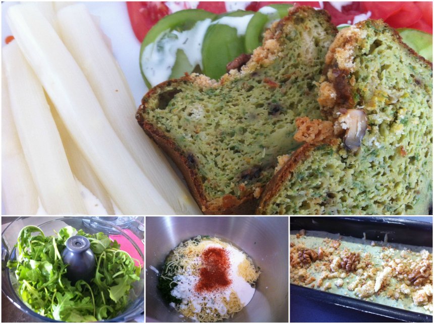 Cake roquette tomates confites et noix Réalisation