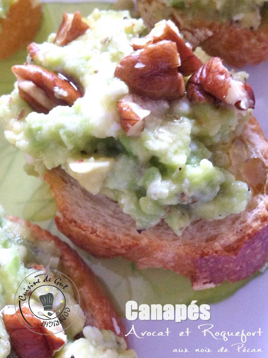 Canapés Avocat roquefort auxnoix de Pécan