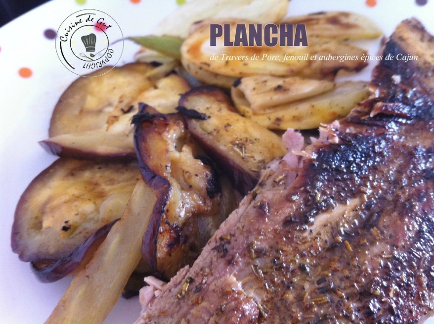 Plancha de travers de porc fenouil et aubergine