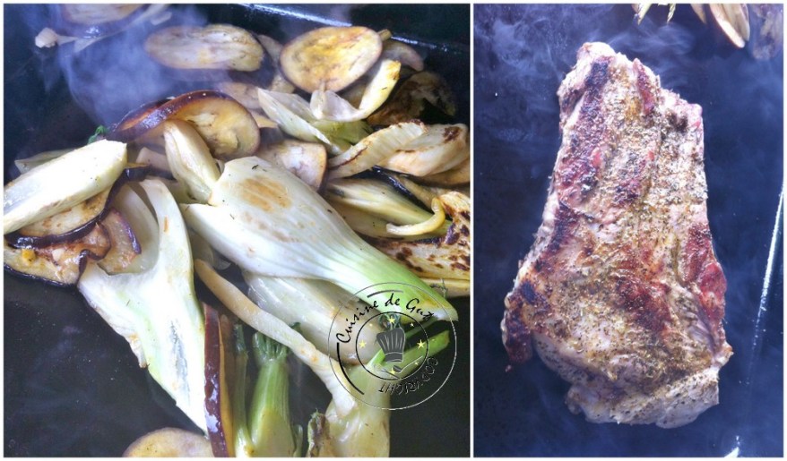 Travers de Porc à la plancha fenouil et aubergines cuisson
