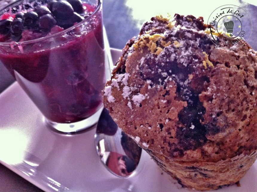 Muffins aux Myrtilles et compotée de rhubarbe myrtilles