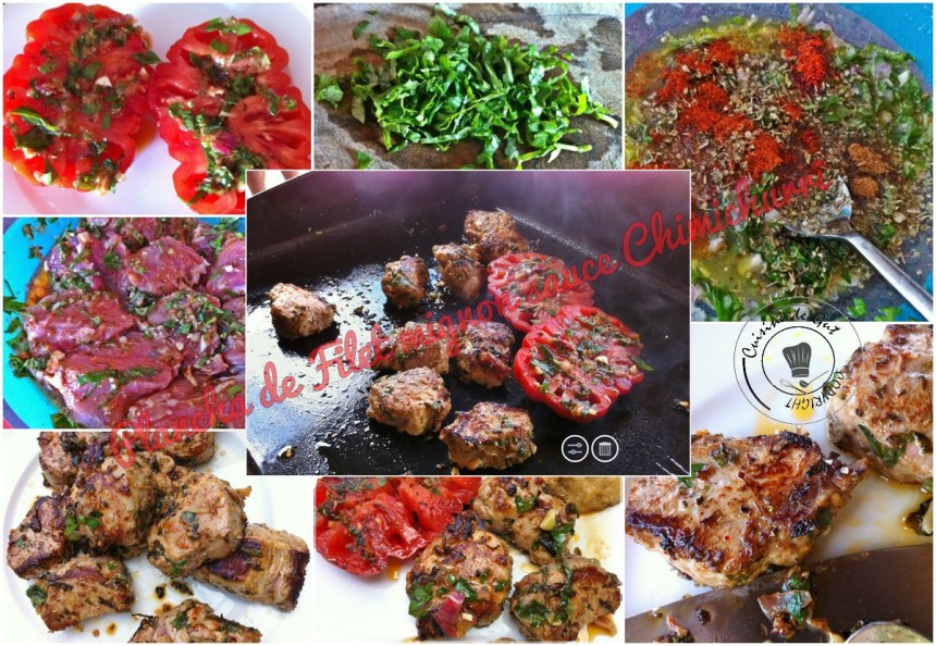 Plancha de filet mignon sauce chimichurri montage