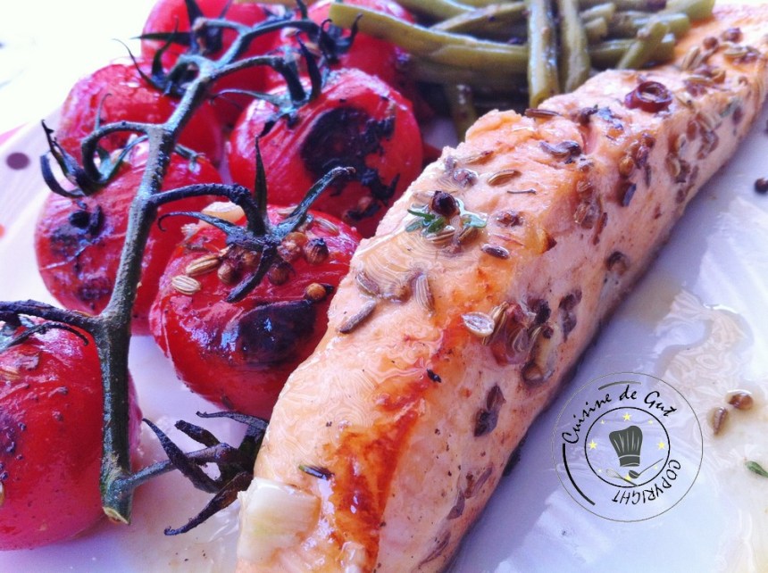 Plancha de tomates et saumon marinés bière coriandre et saumon 1