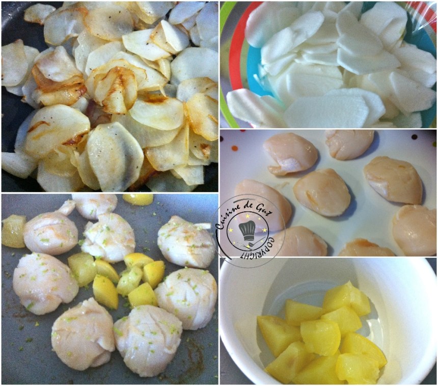 Noix de St-Jacques au combava et Citron confit sur lit de navets caramélisés2