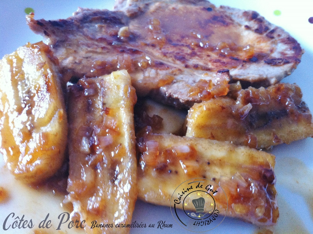 Côtes de porc et bananes caramelisées au rhum1