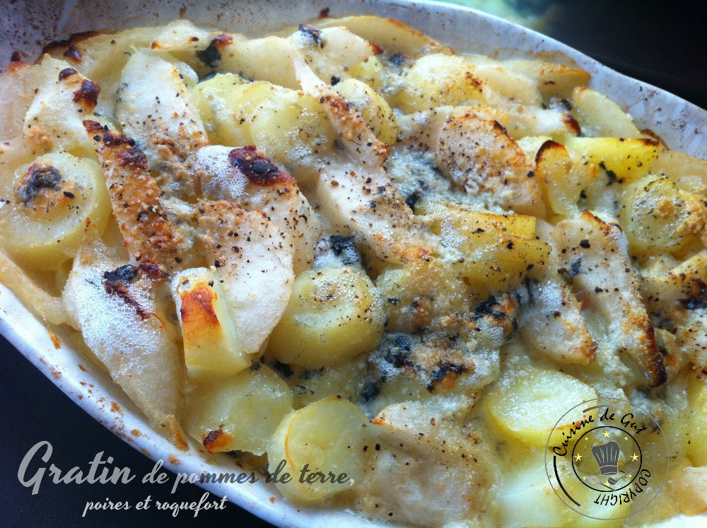 Gratin de pommes de terre aux poires et roquefort