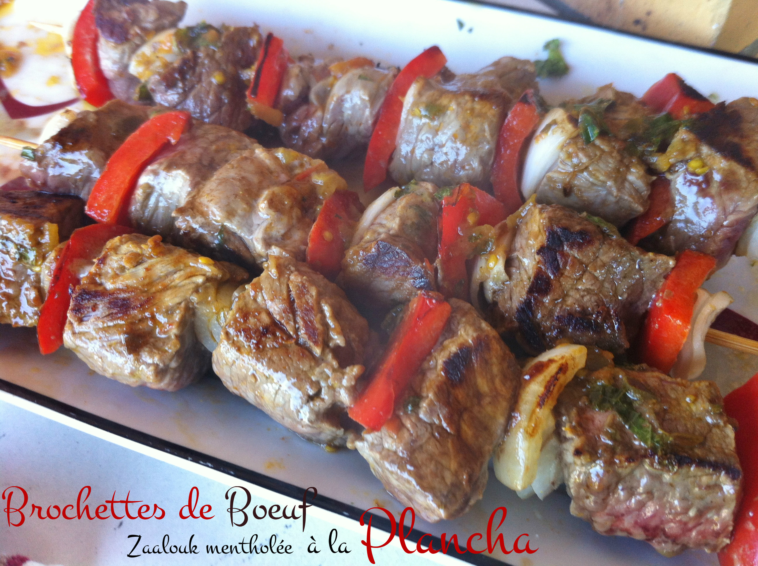 Brochettes de boeuf et Zaalouk mentholée à la plancha1