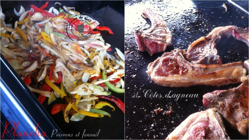 Plancha de poivrons fenouil et cotes d'agneau1