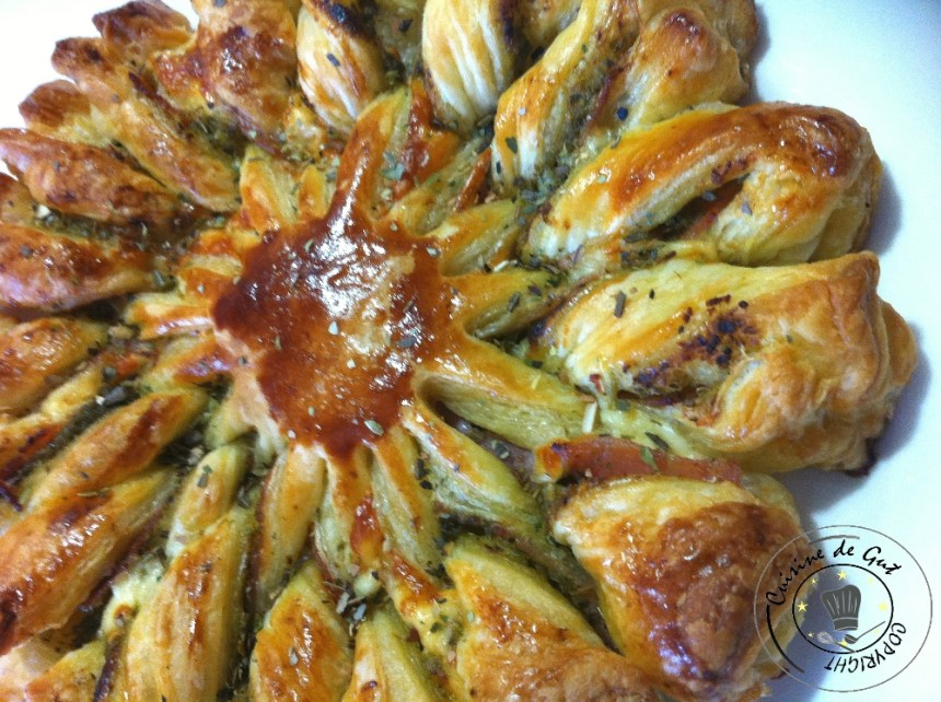 Soleil feuilleté pesto
