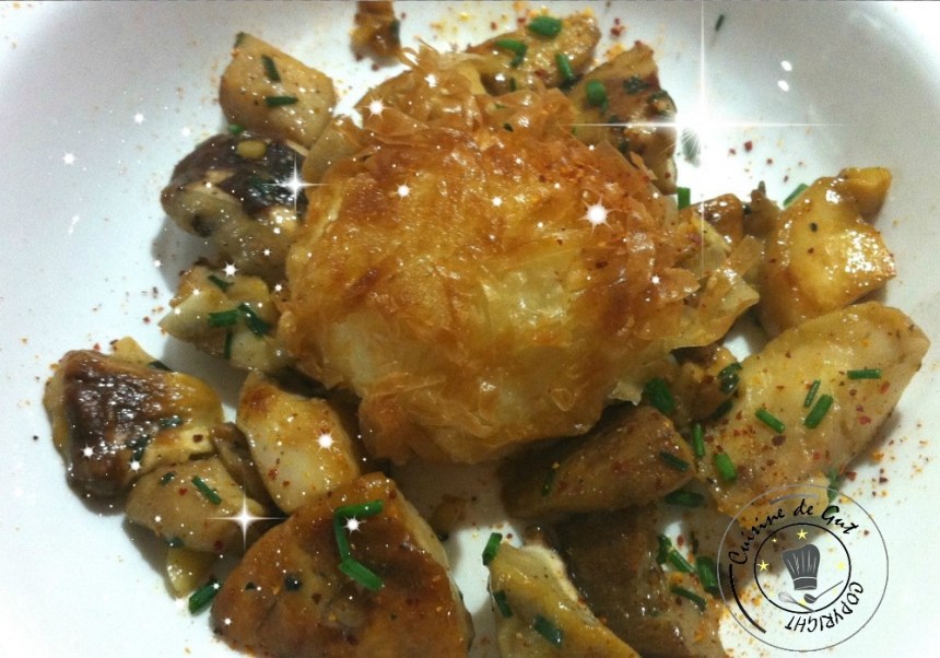 Cèpes en persillade et son oeuf frit