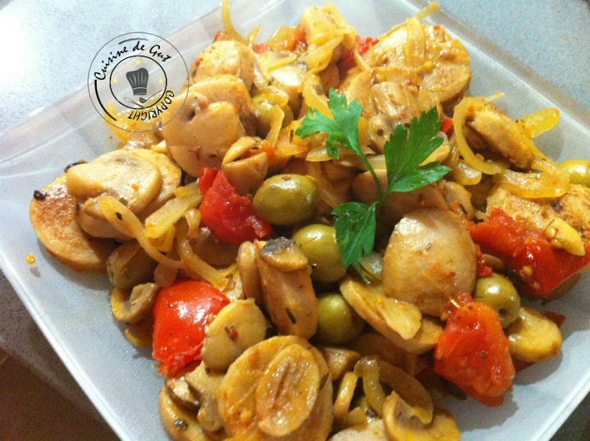 Poêlée de boudin et champignons aux olives1