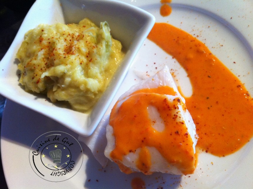 Cabillaud aux poireaux sauce poivron