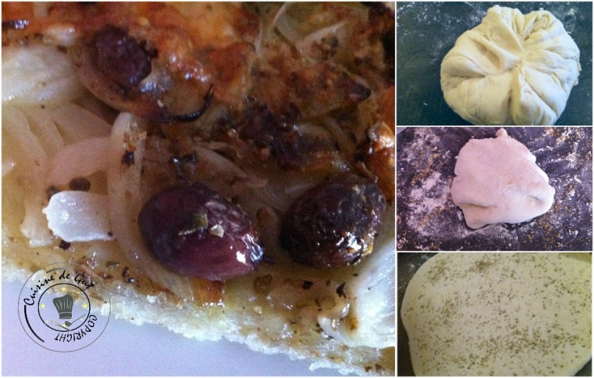 Pizza oignons basilic olives et parmesan2