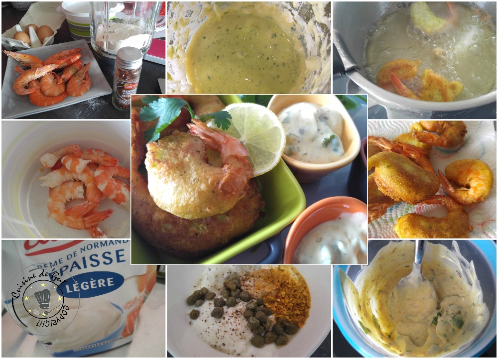 Beignets de crevettes ail et piment sauce curry et câpres3