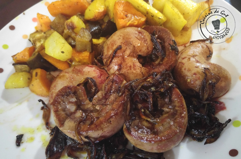 Rognons d'agneau aux oignons caramélisés au vinaigre balsamique