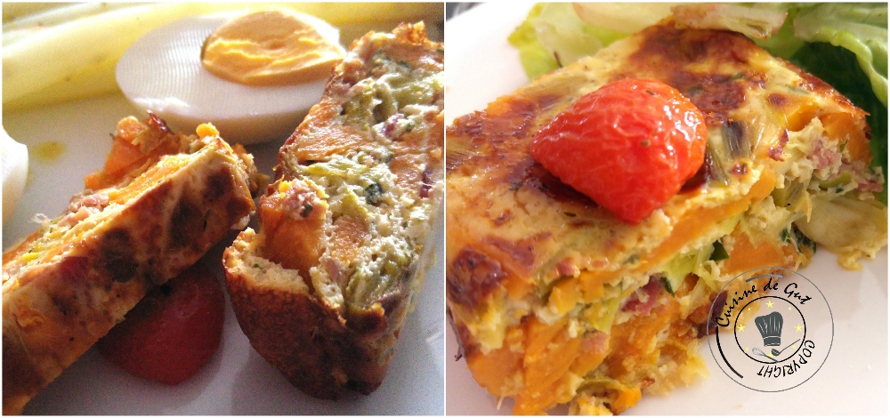 Clafoutis patates douces poireaux et bacon3