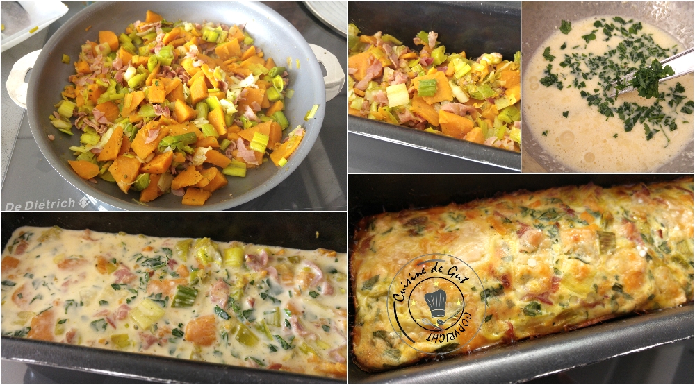 Clafoutis patates douces poireaux et bacon4