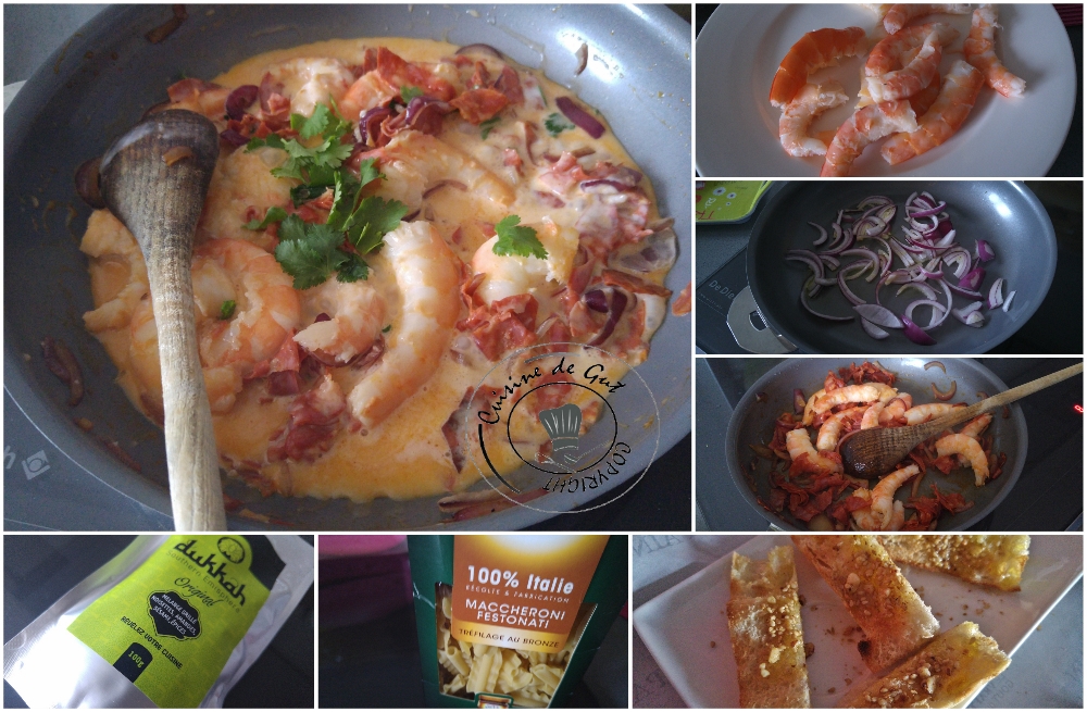Maccheroni festonati crevette chorizo dukkah2