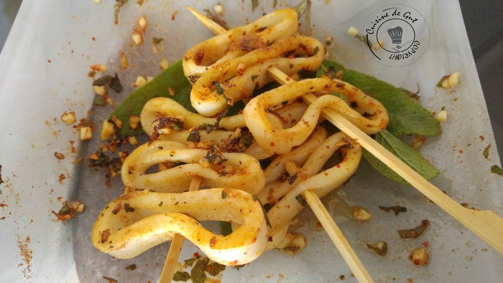 Brochettes de calamar sauge piment et paprika