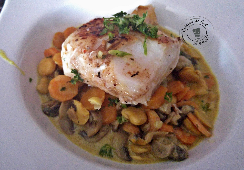 Cabillaud épicé légumes et graines de lupin