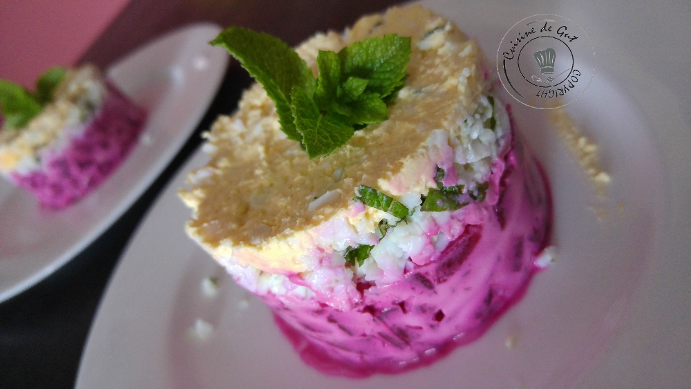 Oeuf mimosa revisité et betterave au fromage